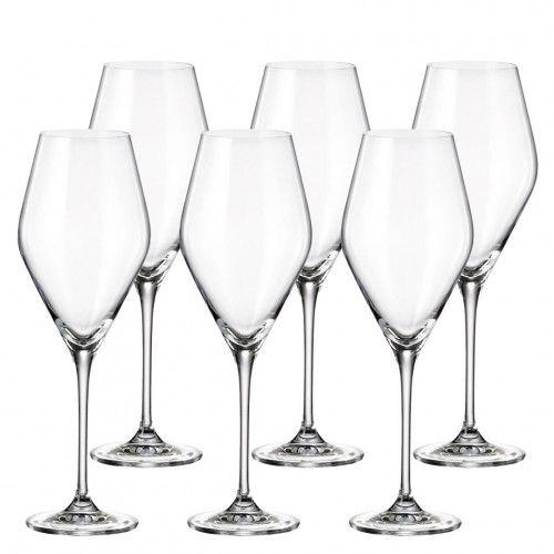 6 Taças de Cristal Bohemia Loxia para Vinho Branco 470ml